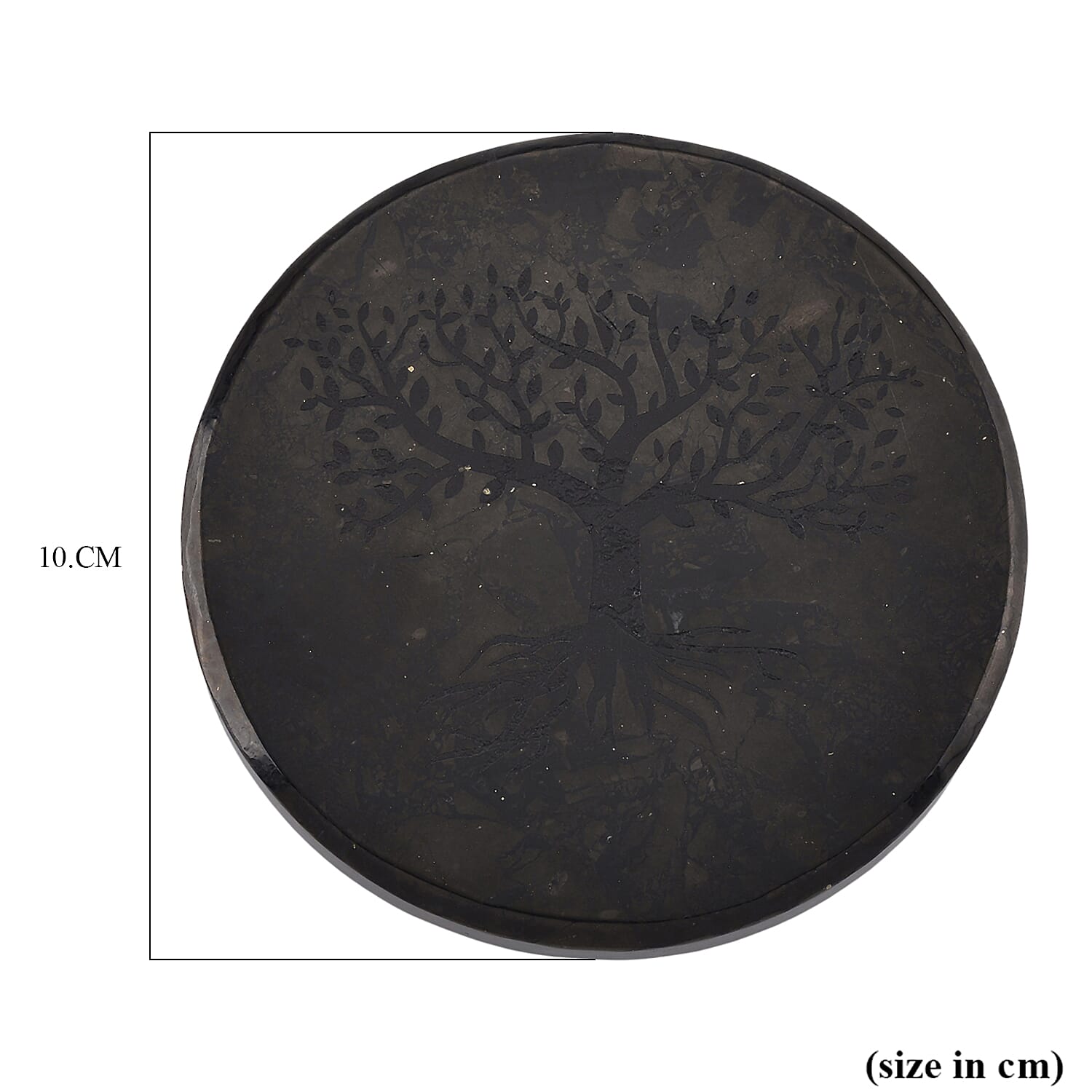 Natural Shungite Life Of Tree Embossed Round Tile 900.00 Ct. 8245285 5