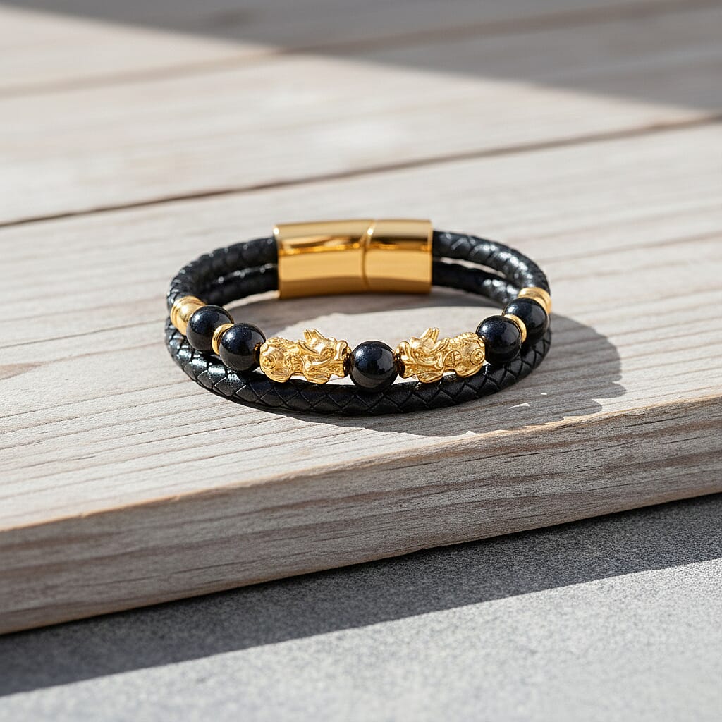 Shungite Beads Bracelet (Size - 7.5) in Yellow Gold Tone 25.00 Ct. 8484340 3