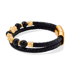 Shungite Bracelet with Braided Leather Strap (Size - 8)