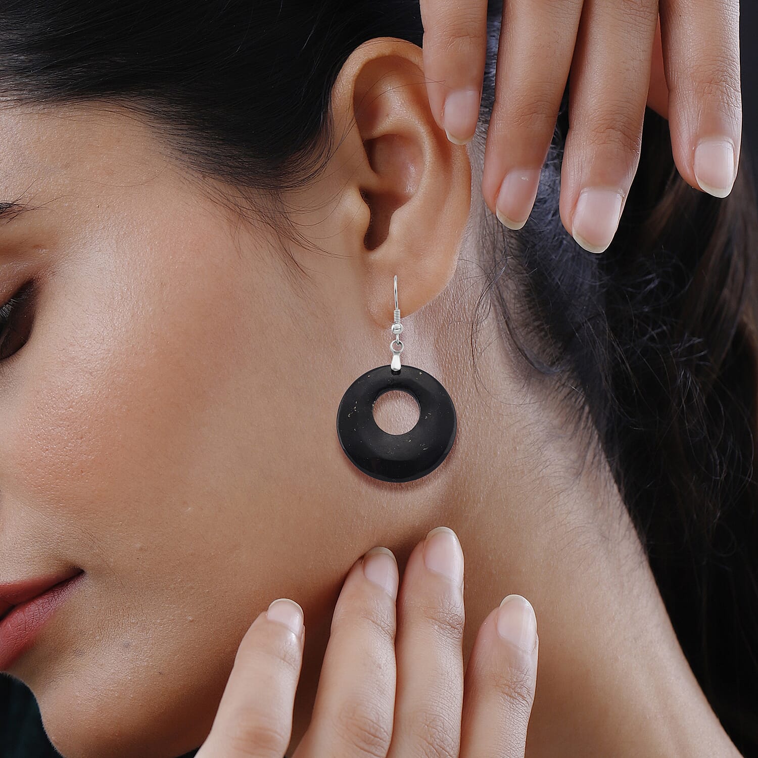 Natural Shungite Dangle Earring with Hook 40.00 Ct. 8235269 3