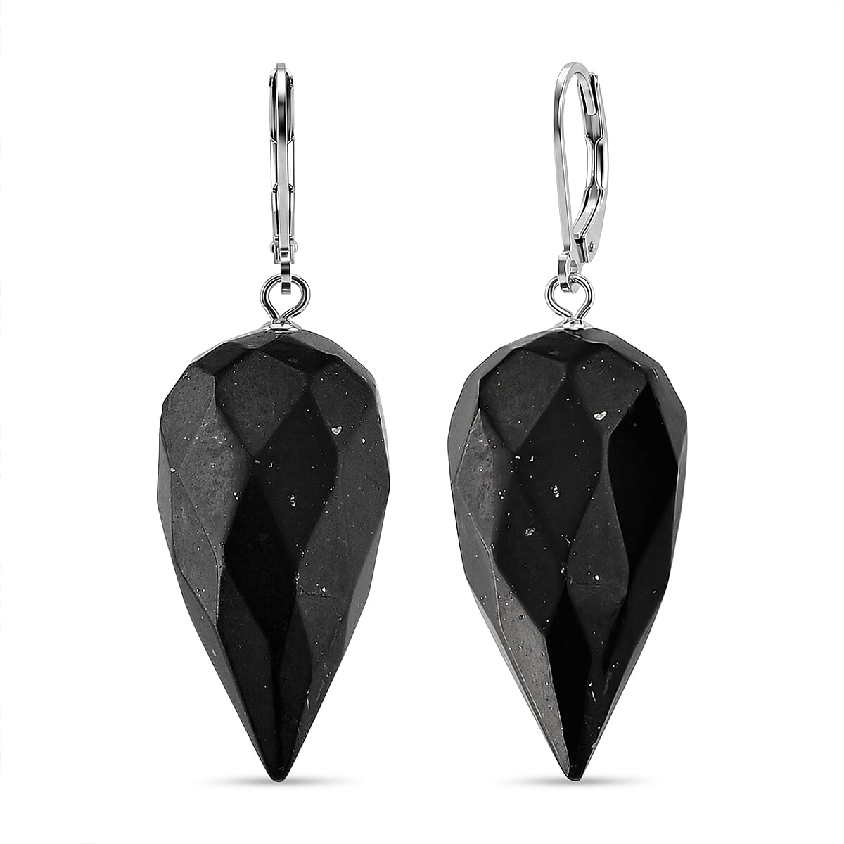 Natural Shungite Faceted Drop Earrings with Lever Back 65.00 Ct. 8433839 0