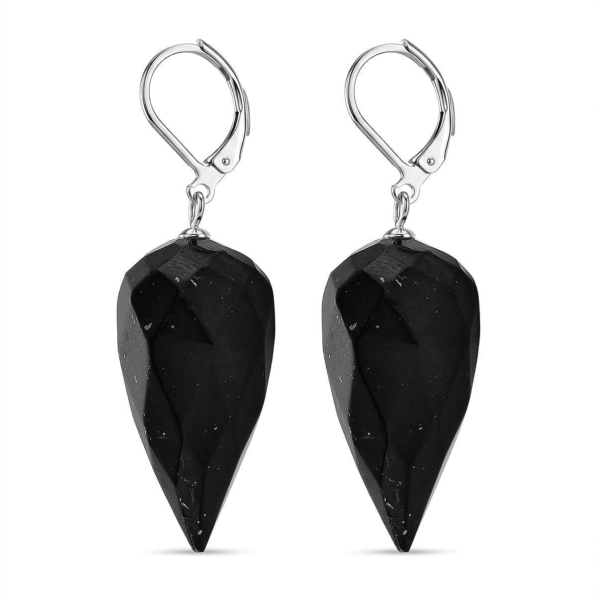 Natural Shungite Faceted Drop Earrings with Lever Back 65.00 Ct. 8433839 4