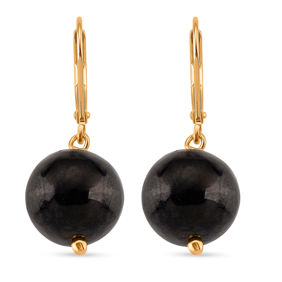 Natural Shungite Dangle Earring with Lever Back in Yellow Gold Plated Sterling Silver 20.00 Ct. 8233639 0