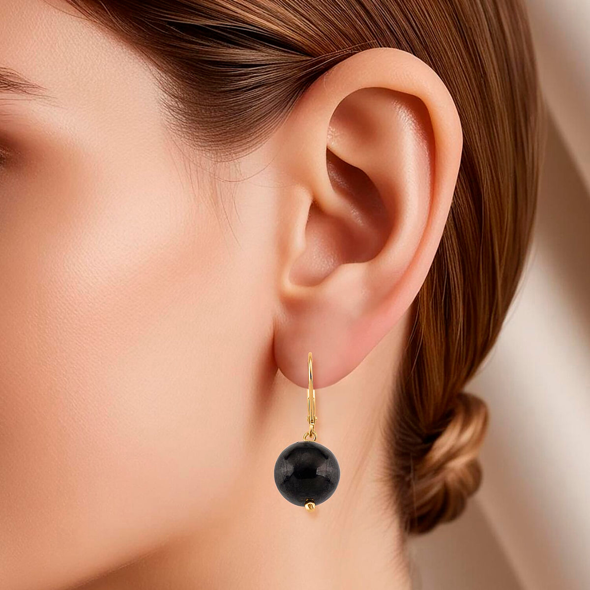 Natural Shungite Dangle Earring with Lever Back in Yellow Gold Plated Sterling Silver 20.00 Ct. 8233639 3