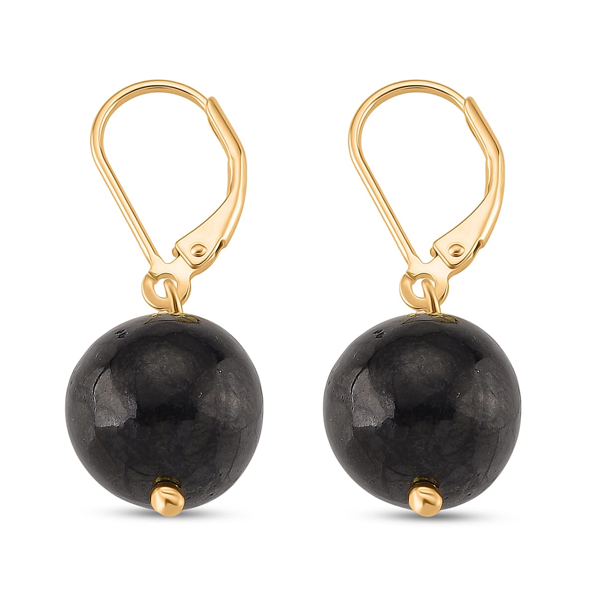 Natural Shungite Dangle Earring with Lever Back in Yellow Gold Plated Sterling Silver 20.00 Ct. 8233639 4