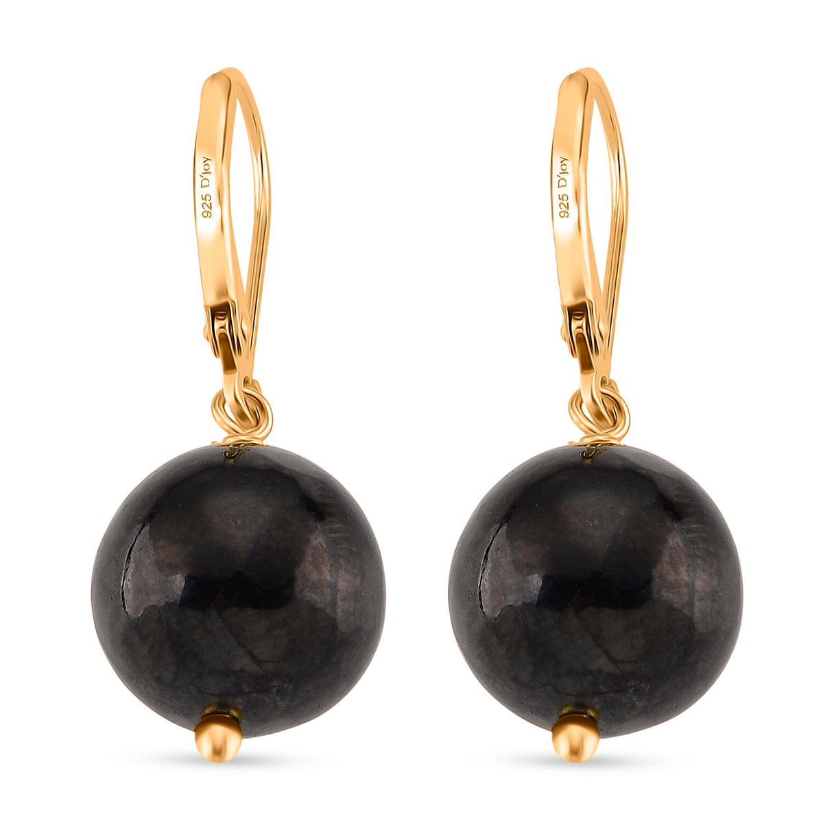 Natural Shungite Dangle Earring with Lever Back in Yellow Gold Plated Sterling Silver 20.00 Ct. 8233639 5
