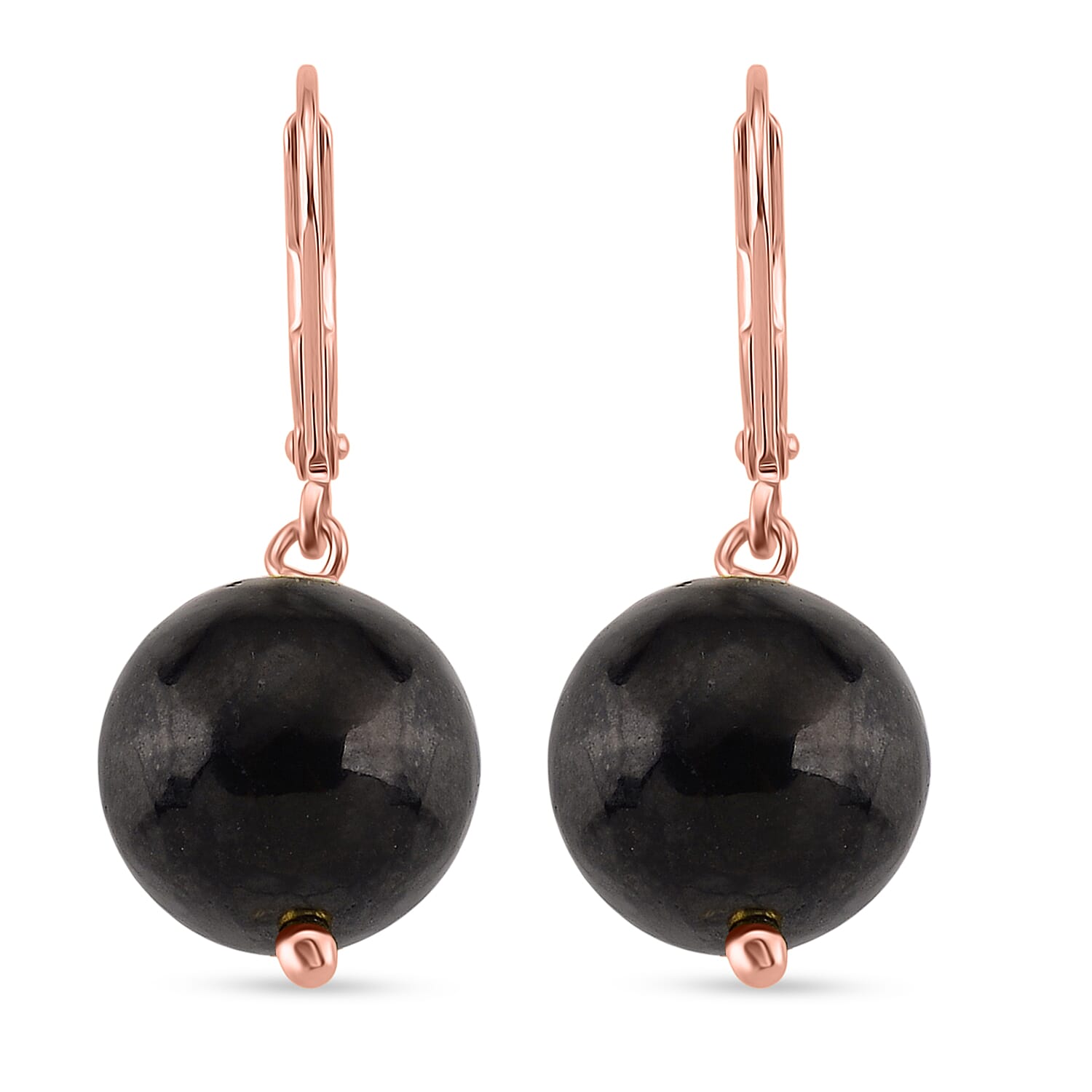 Shungite Dangle Earring with Lever Back in Rose Gold Plated Sterling Silver 20.00 Ct. 8233641 0