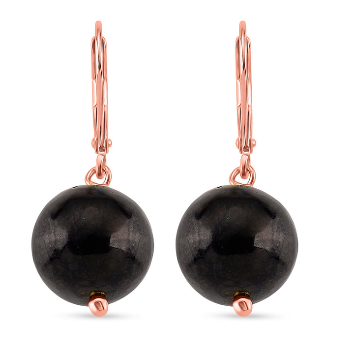 Shungite Dangle Earring with Lever Back in Rose Gold Plated Sterling Silver 20.00 Ct. 8233641 1