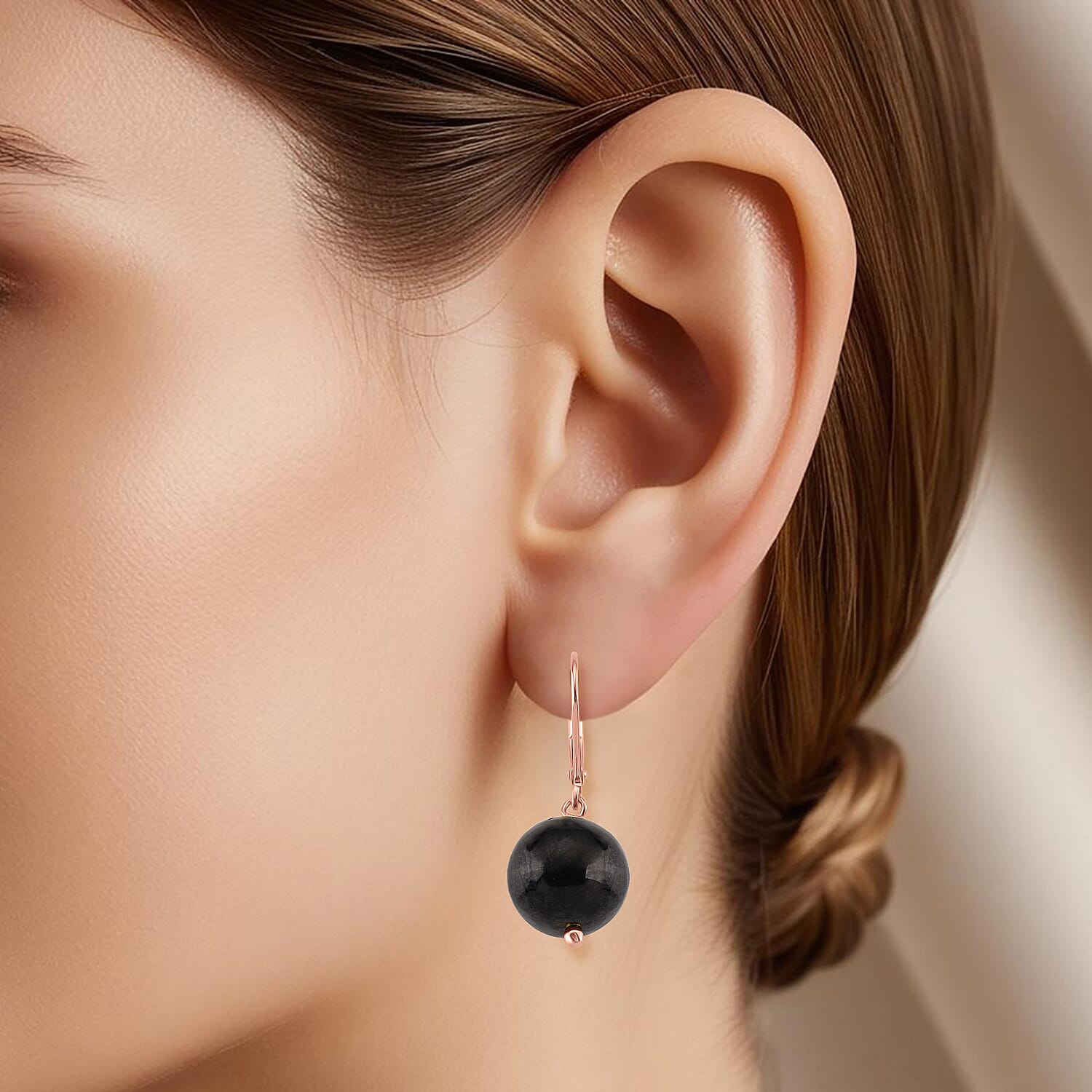 Shungite Dangle Earring with Lever Back in Rose Gold Plated Sterling Silver 20.00 Ct. 8233641 3