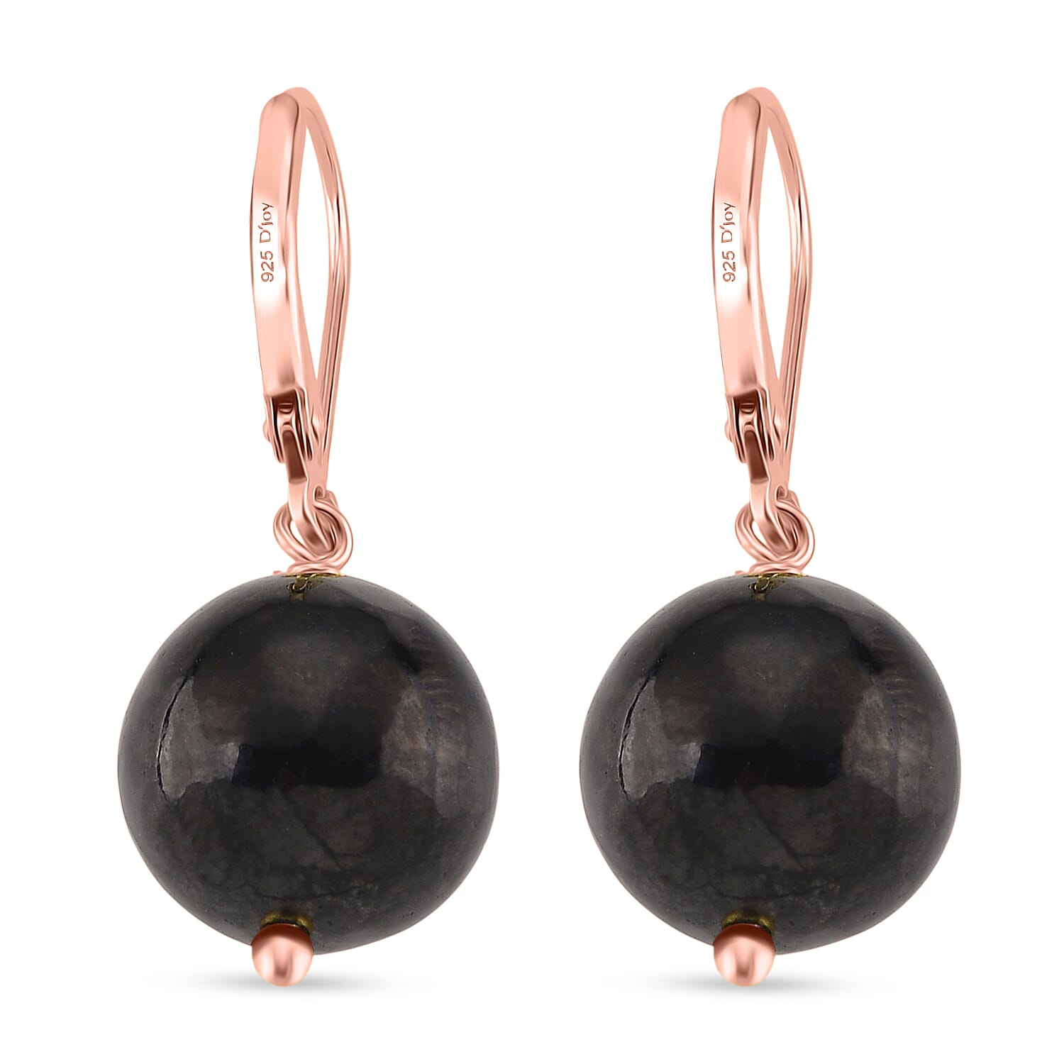 Shungite Dangle Earring with Lever Back in Rose Gold Plated Sterling Silver 20.00 Ct. 8233641 5