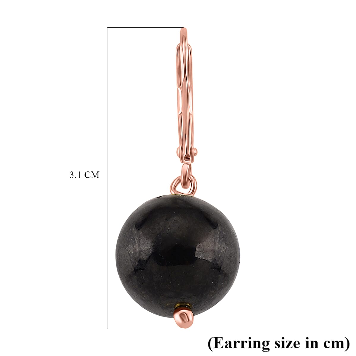 Shungite Dangle Earring with Lever Back in Rose Gold Plated Sterling Silver 20.00 Ct. 8233641 6