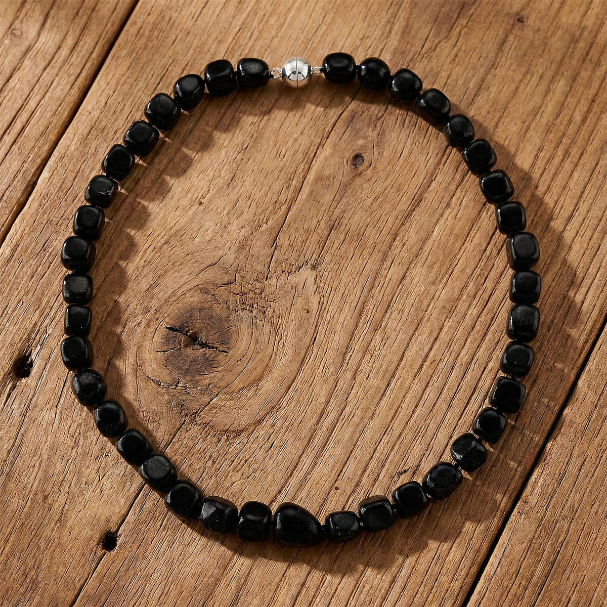 Natural Shungite Beads Necklace with Magnetic Lock (Size - 20) 500.00 Ct. 8480278 3