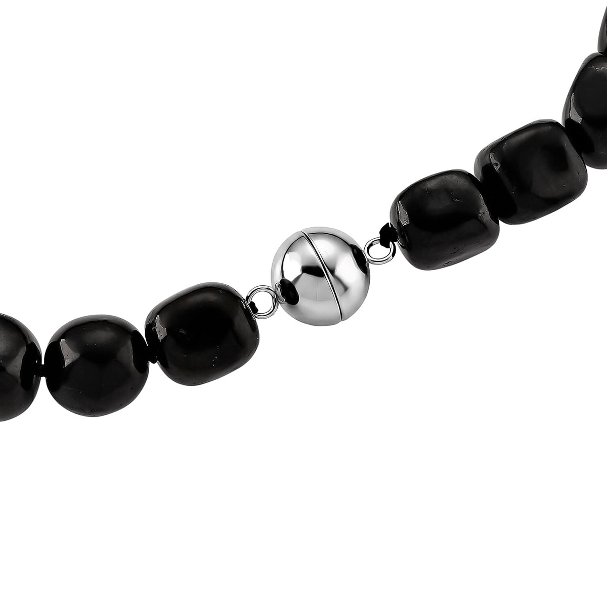 Natural Shungite Beads Necklace with Magnetic Lock (Size - 20) 500.00 Ct. 8480278 5