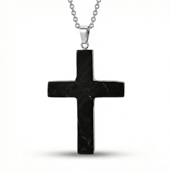 Natural Shungite Cross Necklace (Size - 20) 35.00 Ct. 8431481 1
