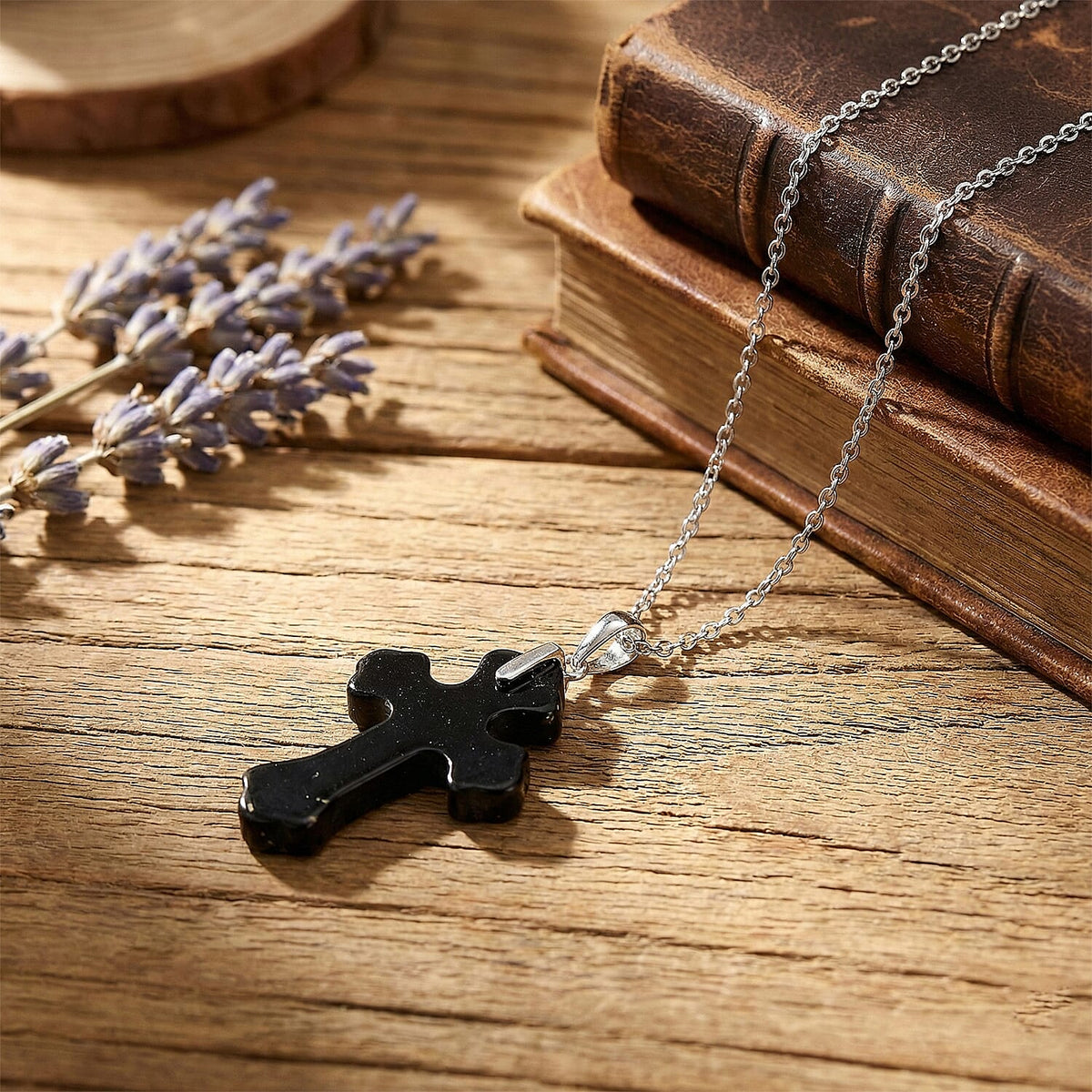 Shungite Rhodium Overlay Cross Pendant with Chain (Size 20) 15.00 Ct. 4451537 3