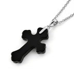 Shungite Rhodium Overlay Cross Pendant with Chain (Size 20) 15.00 Ct.