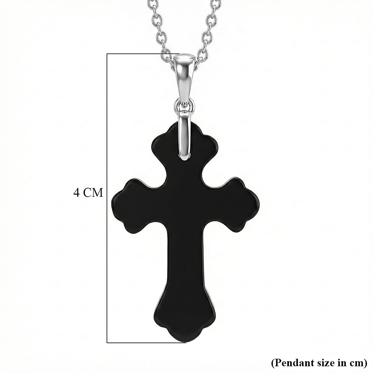Shungite Rhodium Overlay Cross Pendant with Chain (Size 20) 15.00 Ct. 4451537 6