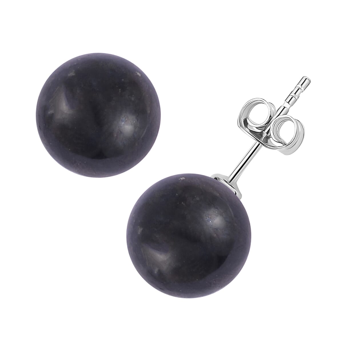 Natural Shungite Earrings with Push Backs in Rhodium Overlay Sterling Silver 12.00 Ct. 8143225 0