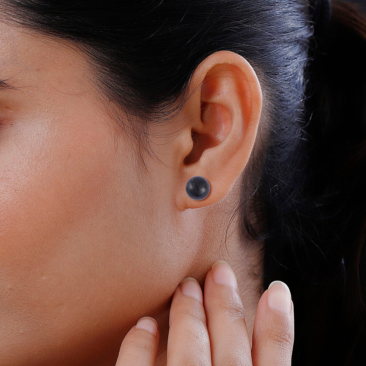Natural Shungite Earrings with Push Backs in Rhodium Overlay Sterling Silver 12.00 Ct. 8143225 3