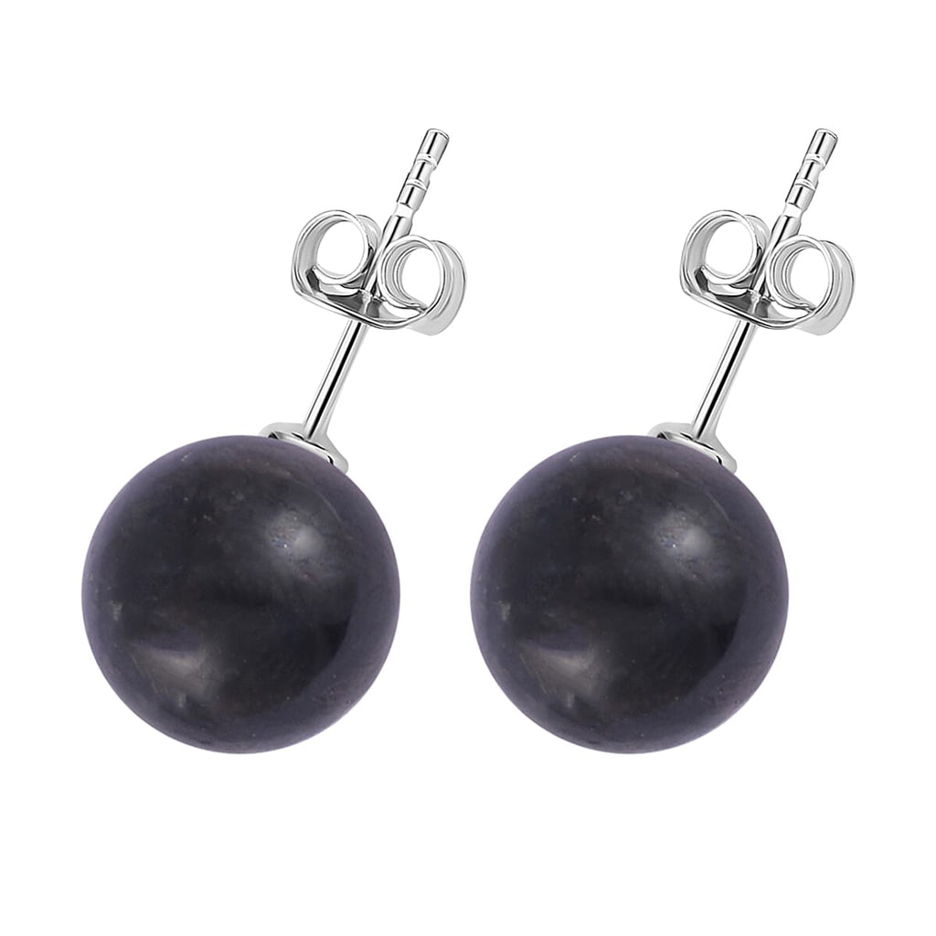 Natural Shungite Earrings with Push Backs in Rhodium Overlay Sterling Silver 12.00 Ct.