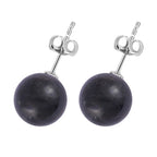 Natural Shungite Earrings with Push Backs in Rhodium Overlay Sterling Silver 12.00 Ct.