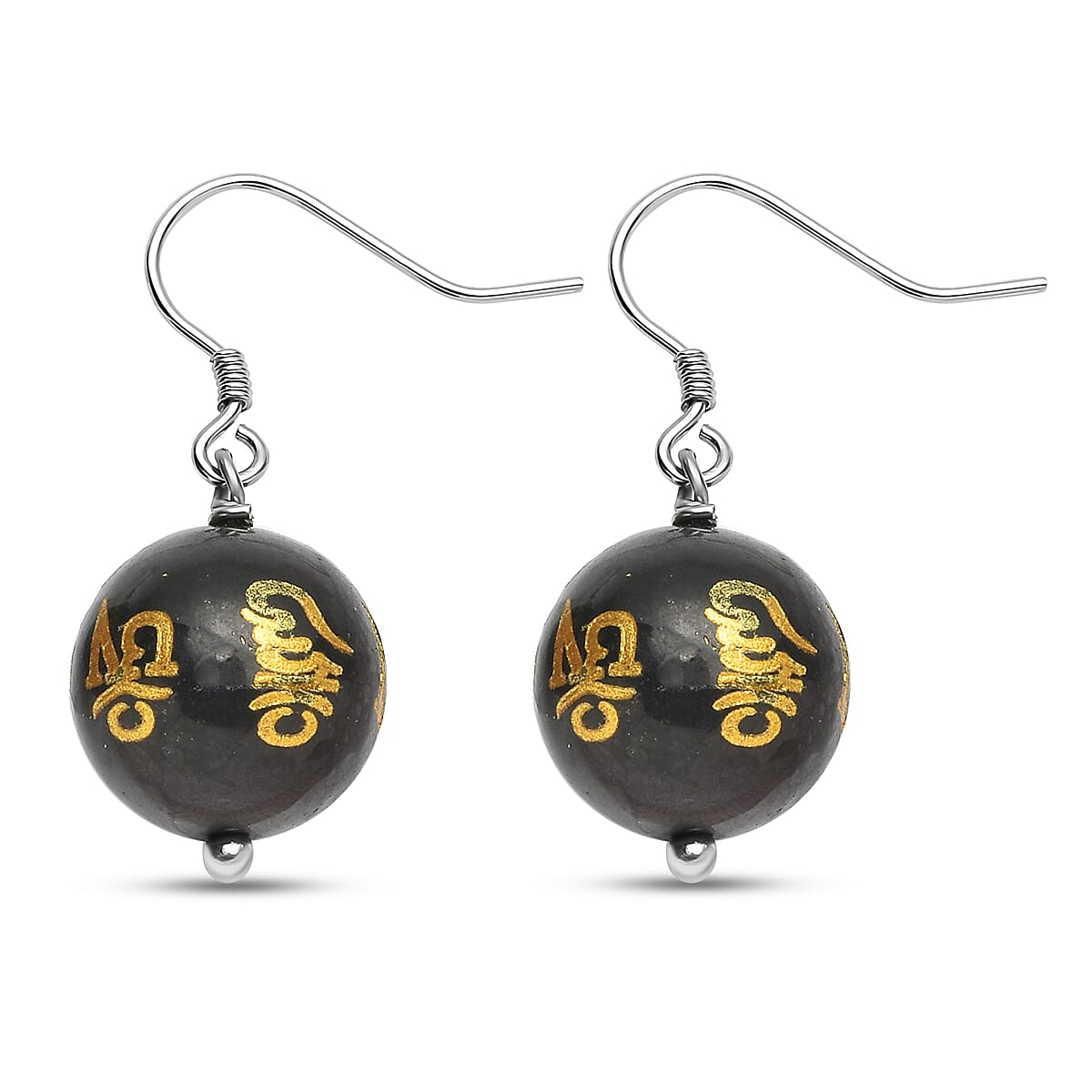 Shungite Earrings in Rhodium Overlay Sterling Silver 3886909 0