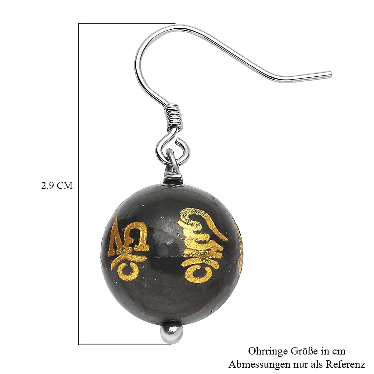 Shungite Earrings in Rhodium Overlay Sterling Silver 3886909 2