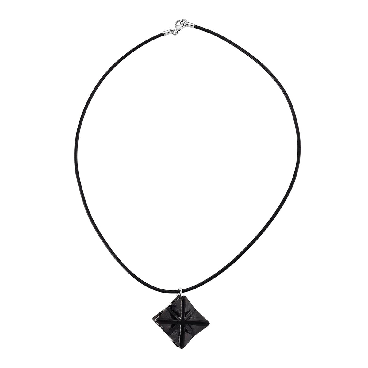 Shungite Rhodium Overlay Pendant with Chain (Size - 20) 115.00 Ct. 4451539 4