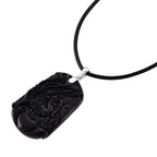 Natural Shungite Carved Phoenix Sterling Silver Pendant with Chain (Size - 20) 95.00 Ct.