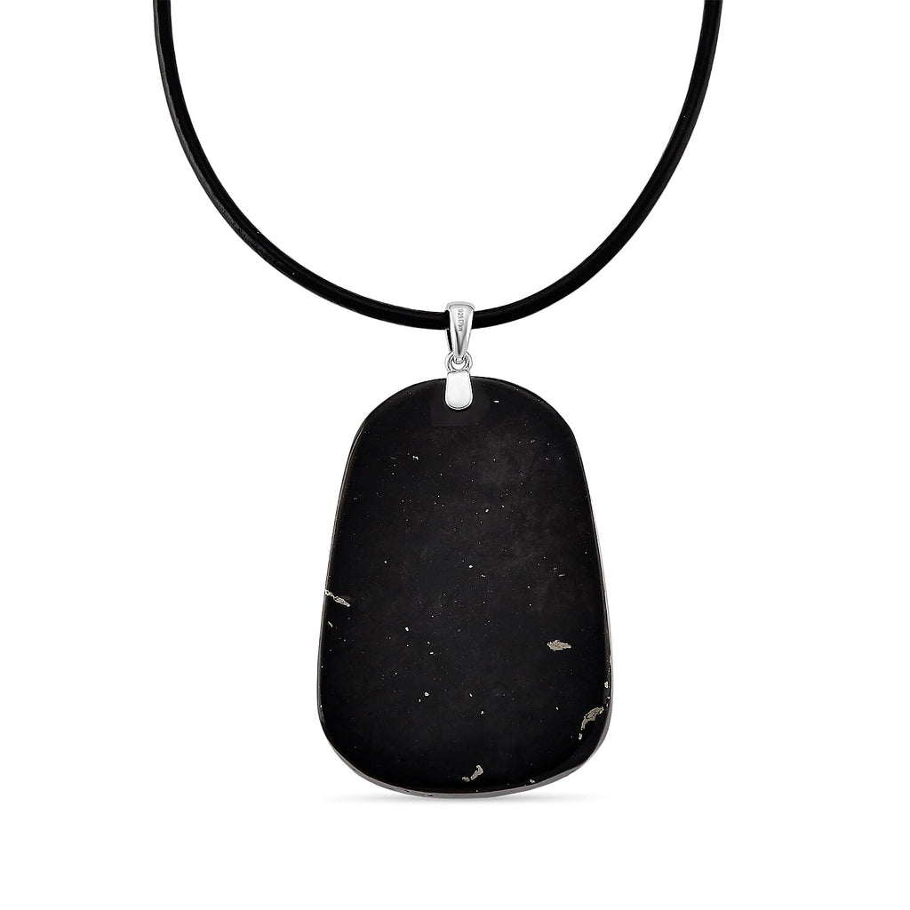 Natural Shungite Carved Dragon Sterling Silver Pendant with Chain (Size - 20) 95.00 Ct. Symbolizes power, wisdom, and protection