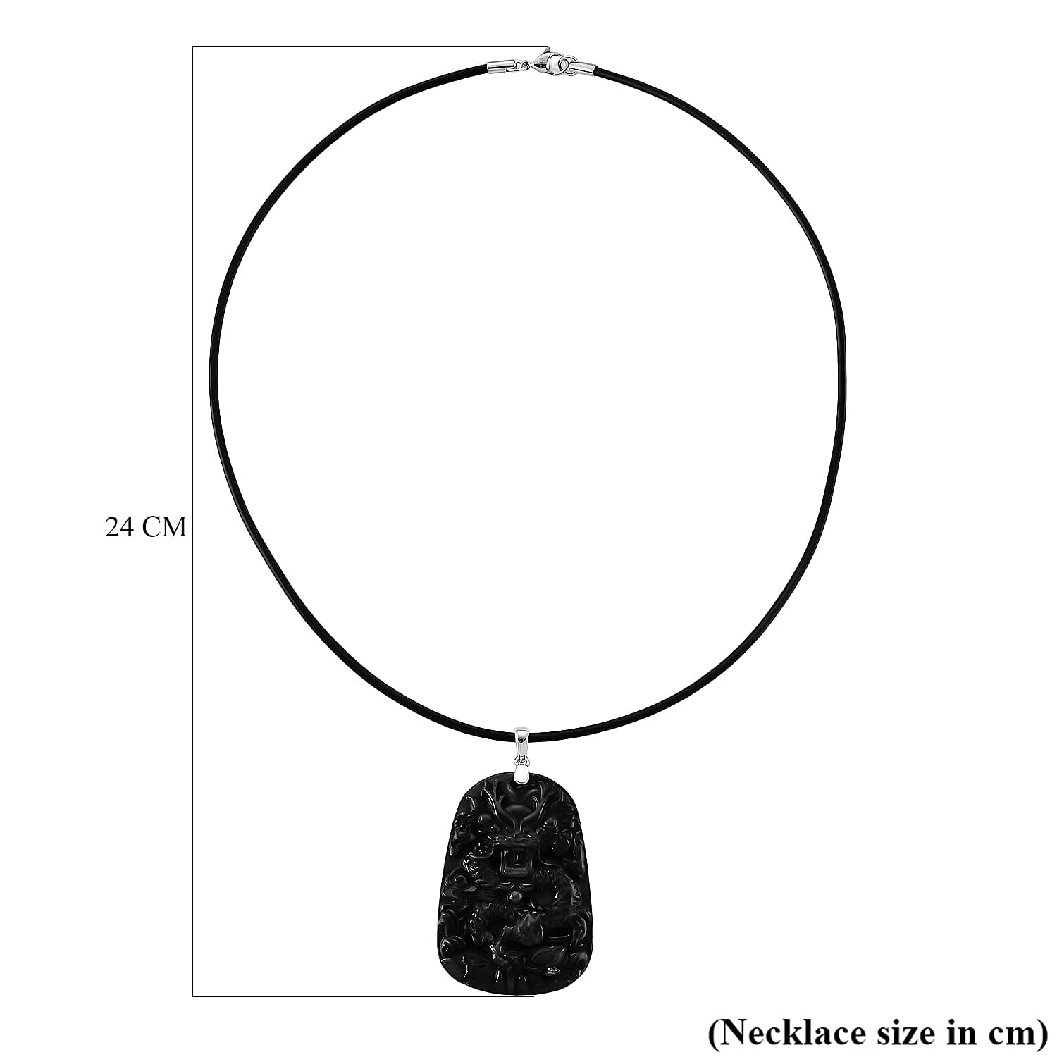 Natural Shungite Carved Dragon Sterling Silver Pendant with Chain (Size - 20) 95.00 Ct. Symbolizes power, wisdom, and protection 4451525 7