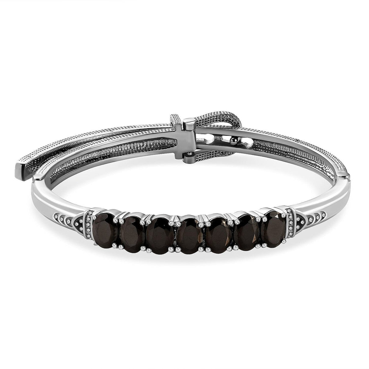 Shungite Adjustable Buckle Bangle (Size - 6.5-8 ) in Stainless Steel 3.185 Ct 7309014 0
