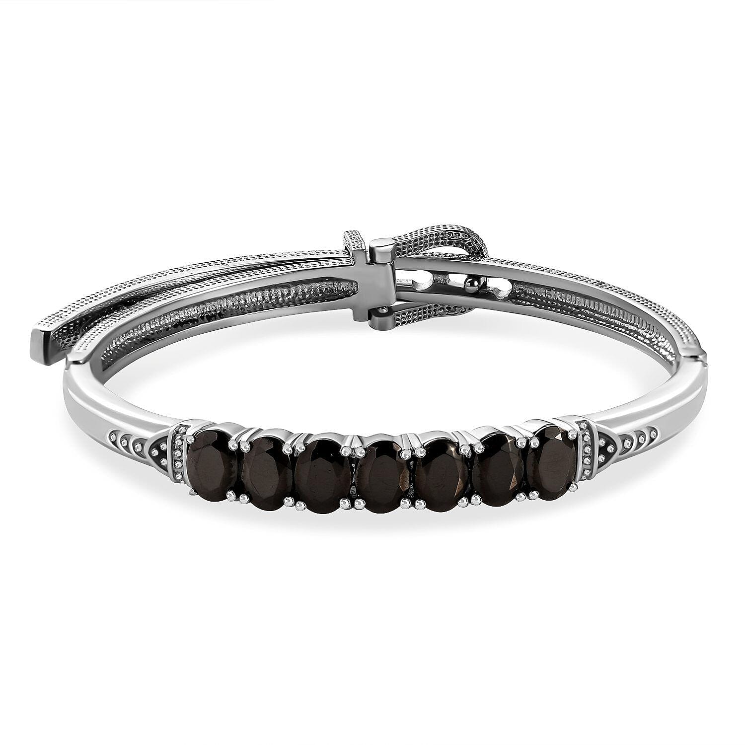 Shungite Adjustable Buckle Bangle (Size - 6.5-8 ) in Stainless Steel 3.185 Ct 7309014 0