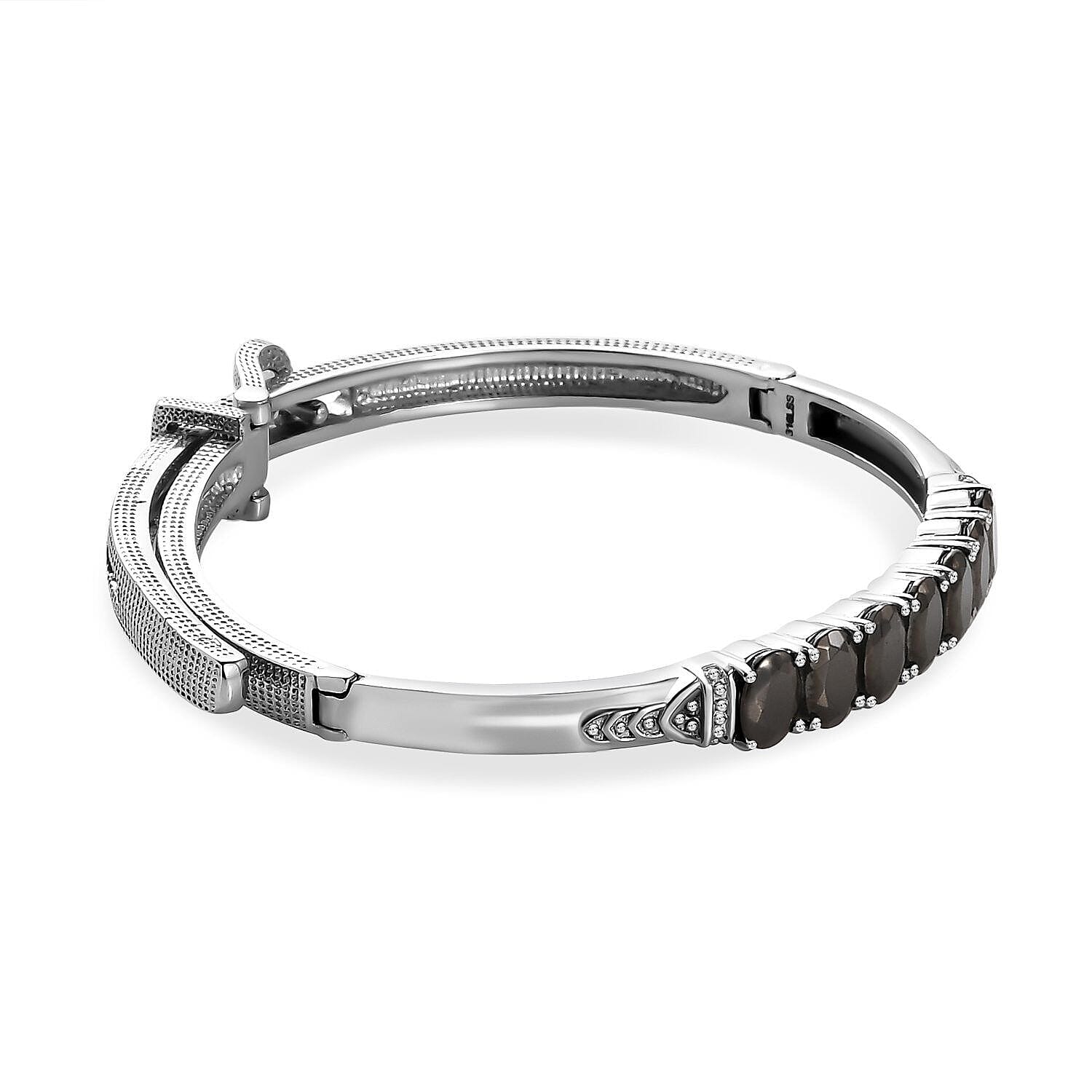 Shungite Adjustable Buckle Bangle (Size - 6.5-8 ) in Stainless Steel 3.185 Ct 7309014 2