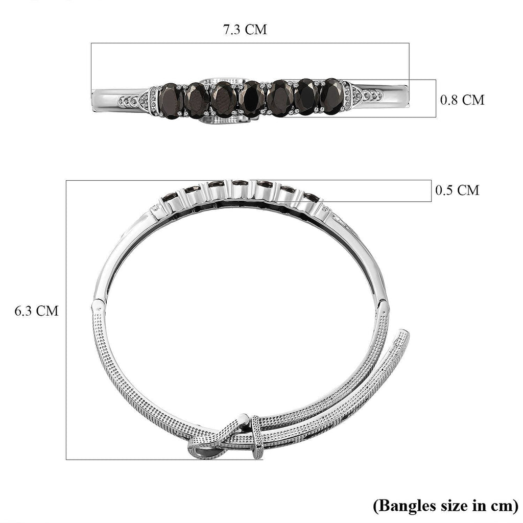 Shungite Adjustable Buckle Bangle (Size - 6.5-8 ) in Stainless Steel 3.185 Ct