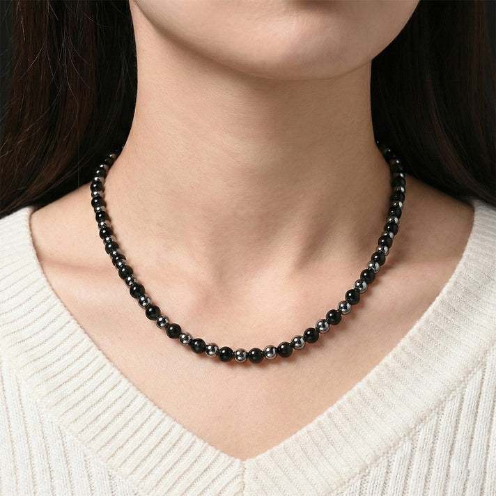 Natural Shungite &amp; Natural Hematite Necklace With Magnetic Clasp (Size - 20) 180.00 Ct. 8413455 2