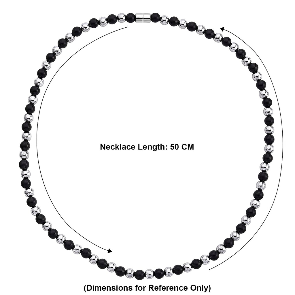 Natural Shungite & Natural Hematite Necklace With Magnetic Clasp (Size - 20) 180.00 Ct.