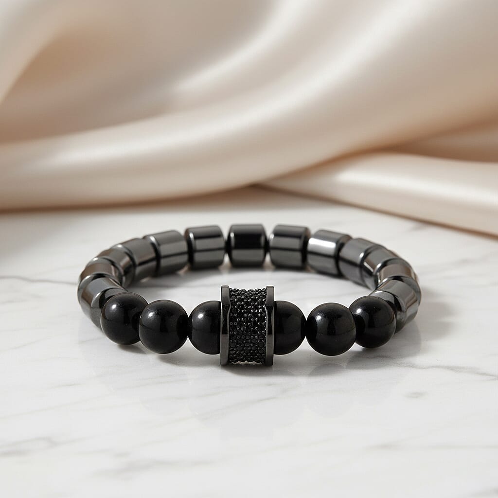 Natural Shungite, Hematite &amp; Black Cubic Zirconia Adjustable Bracelet 235.00 Ct. 8427921 3