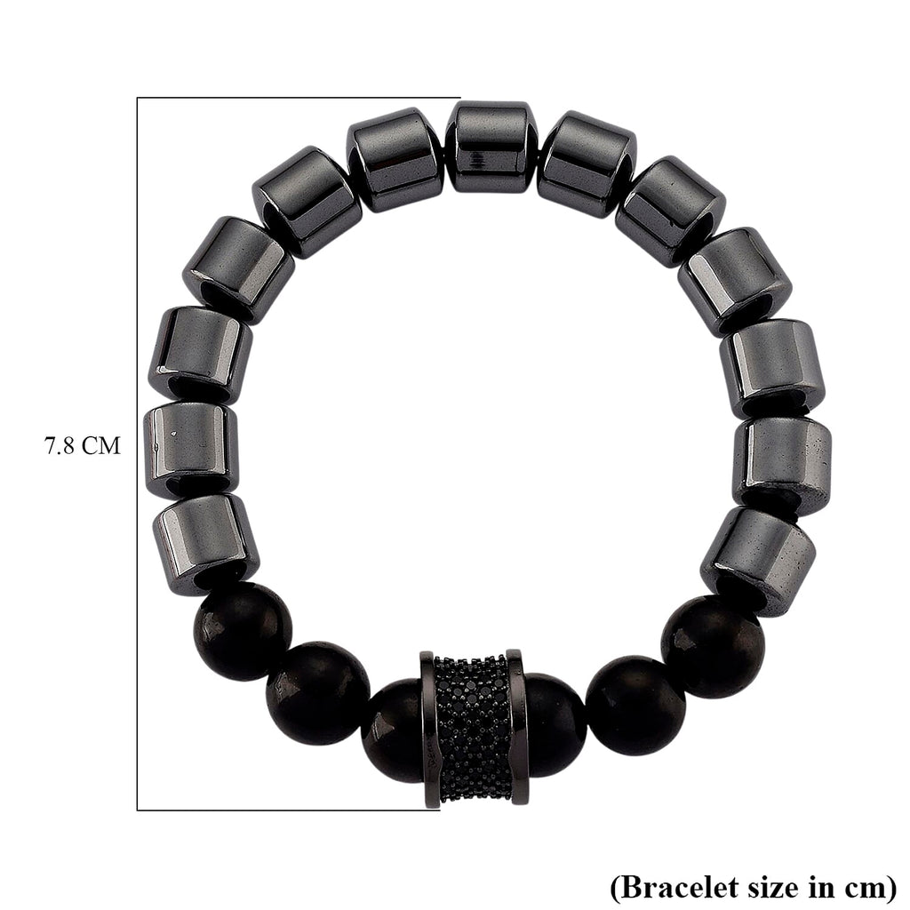 Natural Shungite, Hematite & Black Cubic Zirconia Adjustable Bracelet 235.00 Ct.