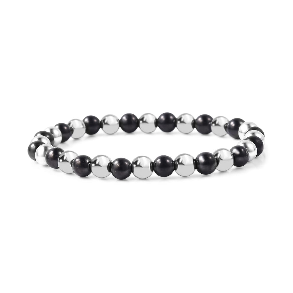 Natural Shungite & Hematite Stretchable Bracelet (Size 7- 9) 80.00 Ct.