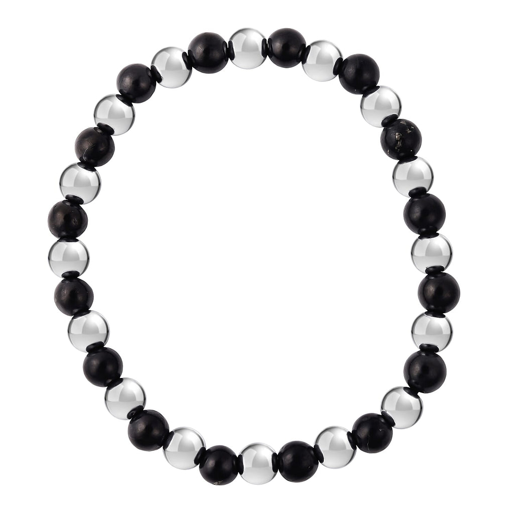 Natural Shungite & Hematite Stretchable Bracelet (Size 7- 9) 80.00 Ct.