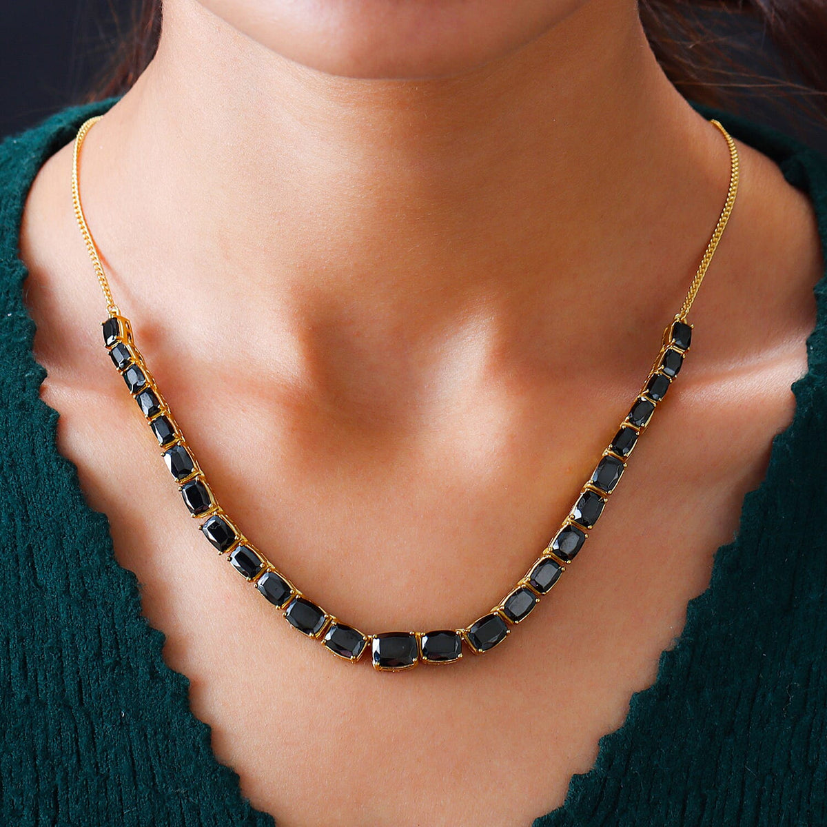 Shungite Necklace Size 18 in Yellow Gold Plated Sterling Silver 14.16 Ct. 7542258 2