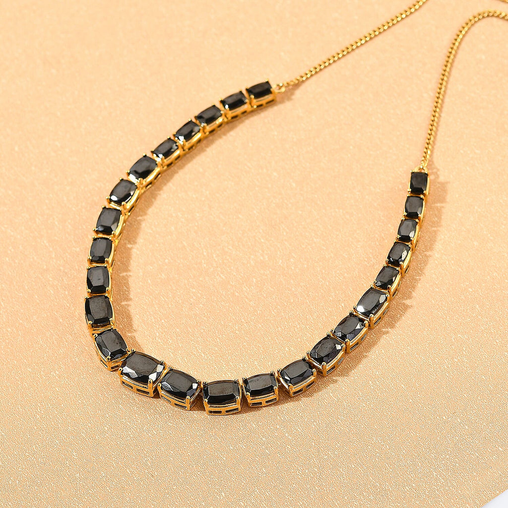 Elite Shungite Necklace (Size 18-2 Inch Ext.) in 14K Gold Overlay Sterling Silver, Silver Wt. 16.48 Gms