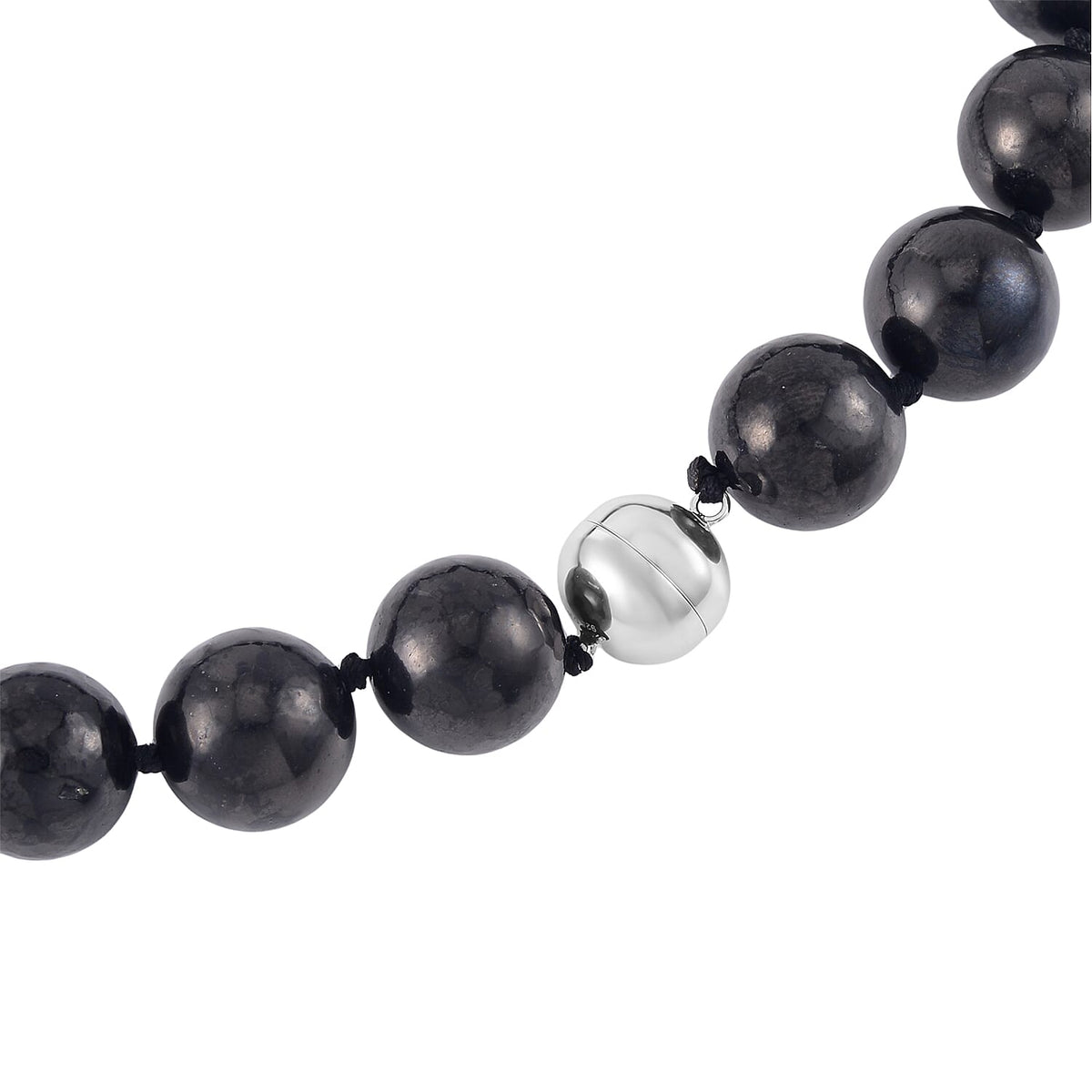 Shungite Beads Necklace (Size - 20) in Rhodium Overlay Sterling Silver 367.00 Ct. 7731125 3