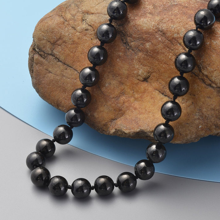 Natural Shungite Necklace (Size - 20) With Magnetic Clasp in Rhodium Overlay Sterling Silver 309.00 Ct. 8143285 2