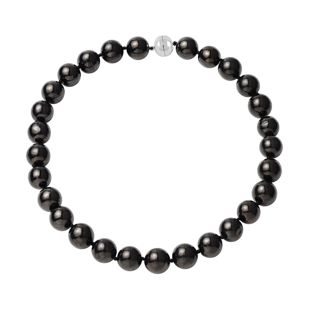 Rare Size Natural Shungite Necklace (Size - 20) With Rhodium Overlay Sterling Silver Magnetic Clasp 750.00 Ct.