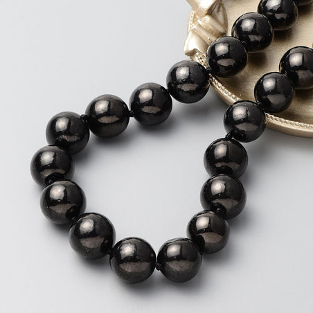 Shungite Bead Necklace (Size - 20) with Magnetic Clasp in Rhodium Overlay Sterling Silver 800 Ct. 8198446 2