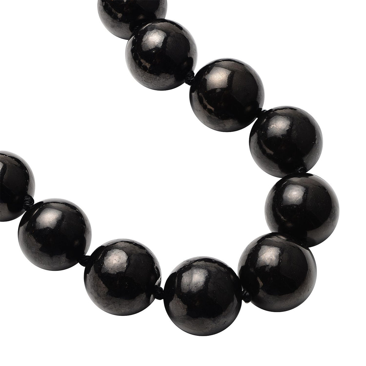 Shungite Bead Necklace (Size - 20) with Magnetic Clasp in Rhodium Overlay Sterling Silver 800 Ct. 8198446 3