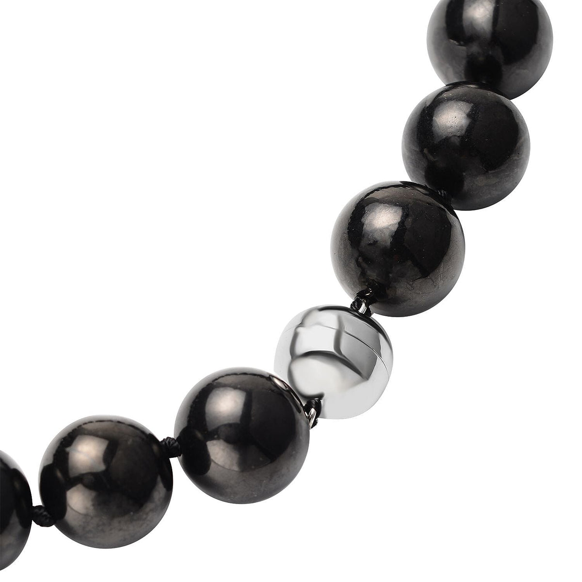 Shungite Bead Necklace (Size - 20) with Magnetic Clasp in Rhodium Overlay Sterling Silver 800 Ct. 8198446 4