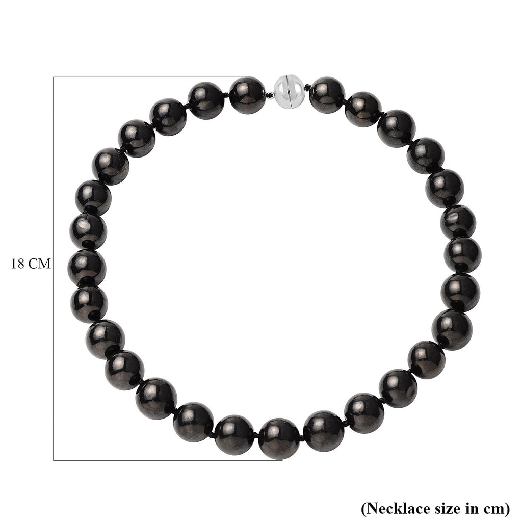 Rare Size Natural Shungite Necklace (Size - 20) With Rhodium Overlay Sterling Silver Magnetic Clasp 750.00 Ct.